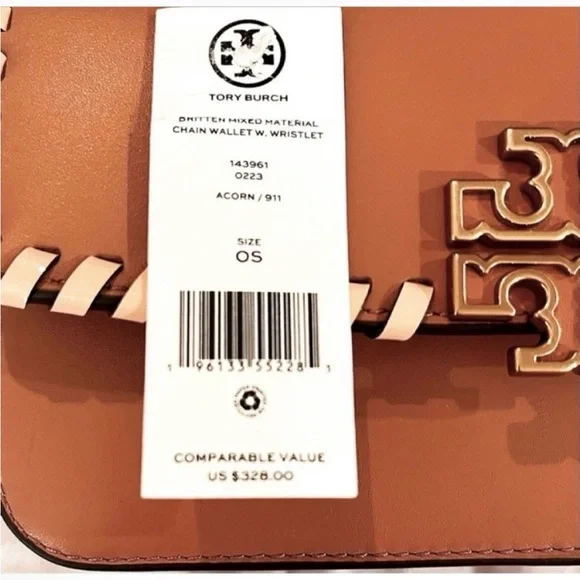 🆕- Tory Burch Britten Leather Crossbody/ Chain Wallet/Wristlet with Whipstitch. - Picture 11 of 14